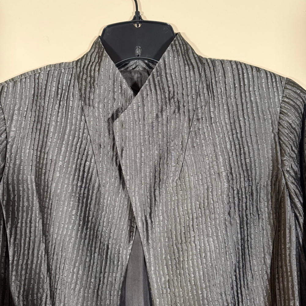Eileen Fisher Bark Silk Groove Open Long Swing Coat Pockets $298 Small - Picture 3 of 7